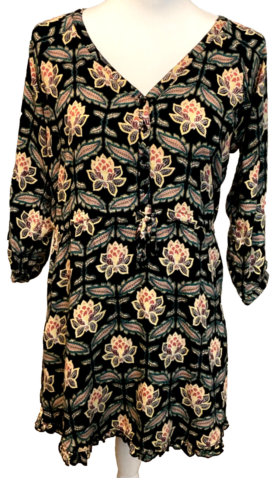 O’Neill womens sz. S dress/tunic partially lined 3/4 sleeve boho peasant