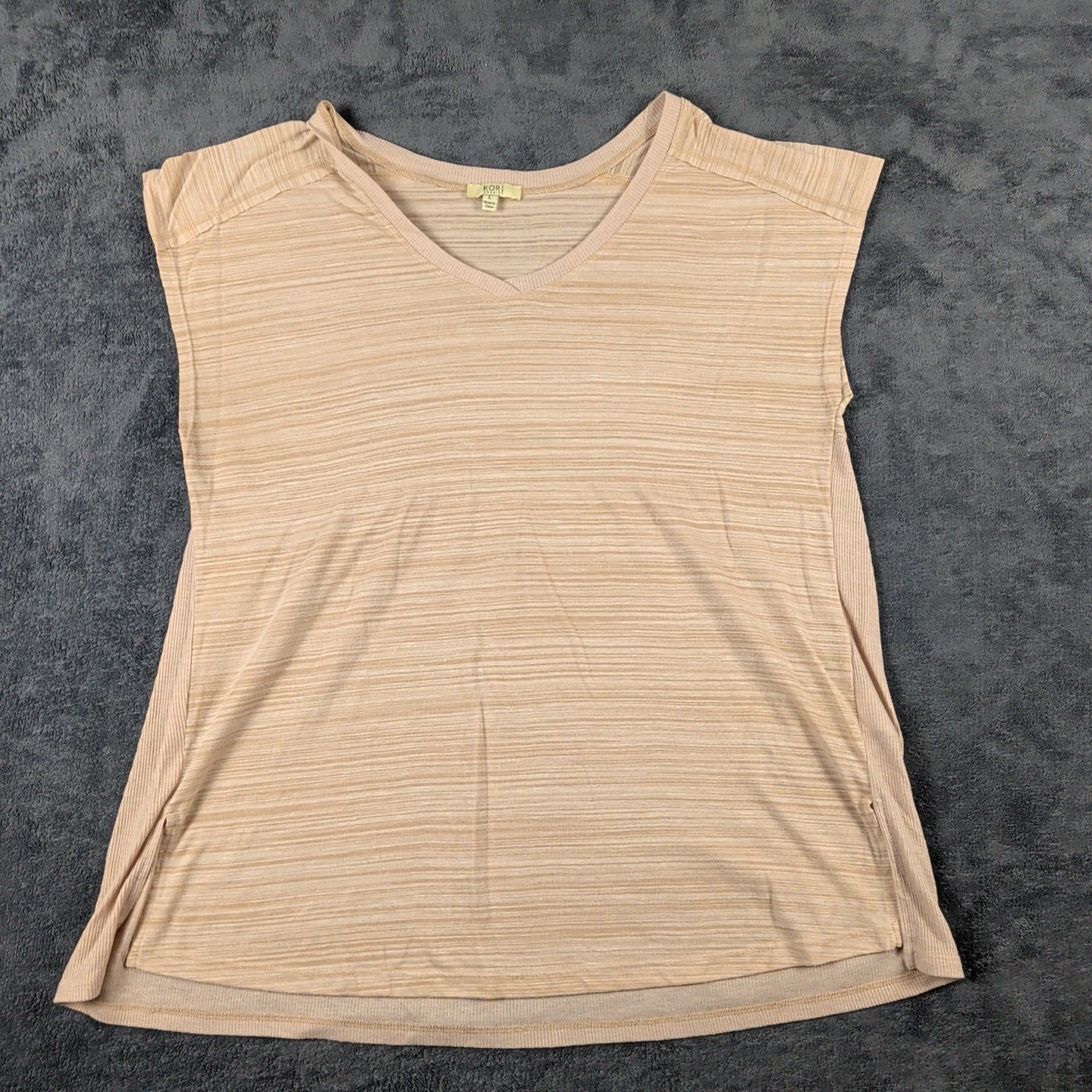 Kori America Sleeveless Tank Top Womens Large Peach Boho Flowy
