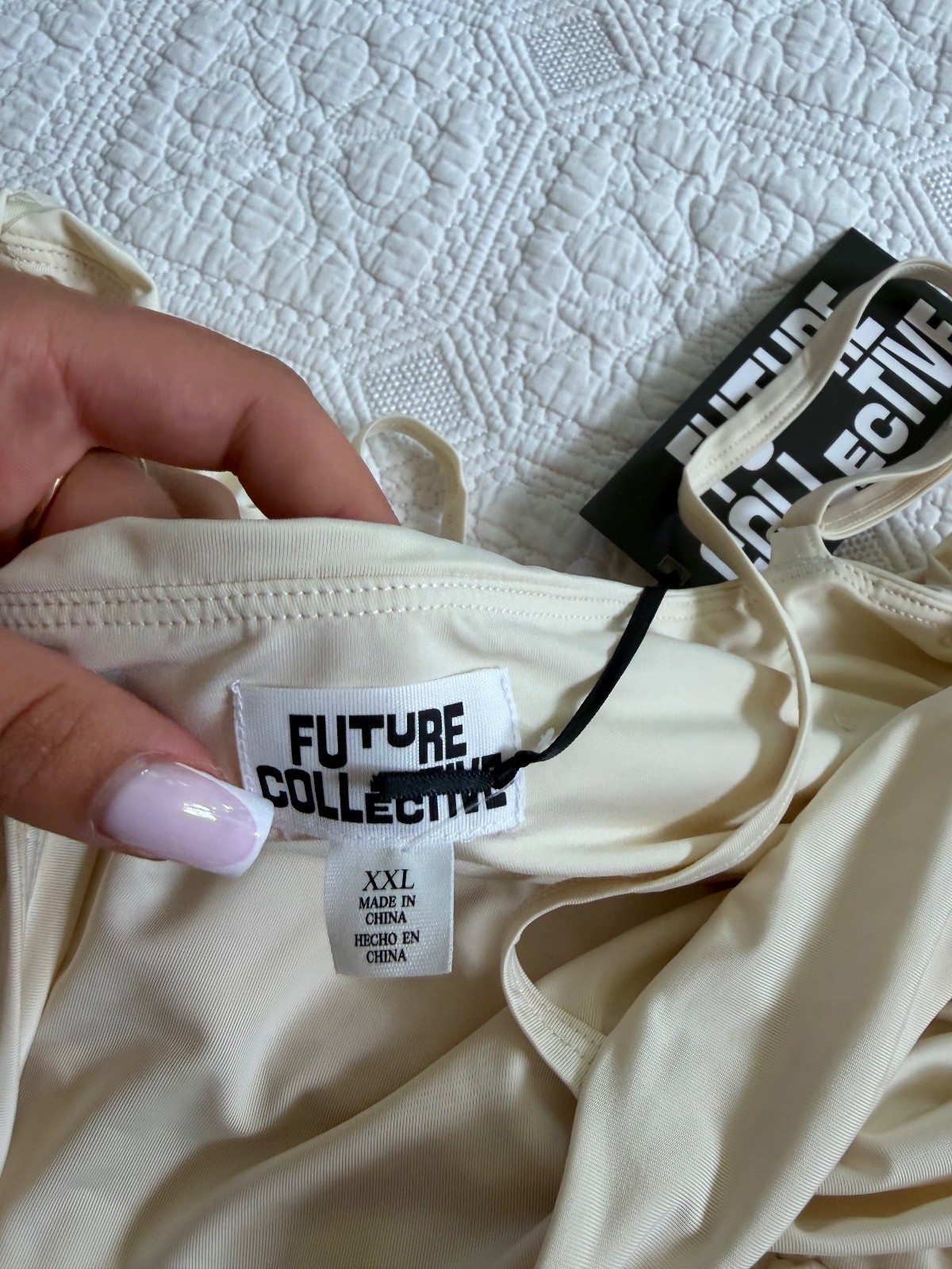 Future Collective Cream Ruched top with Gatherd