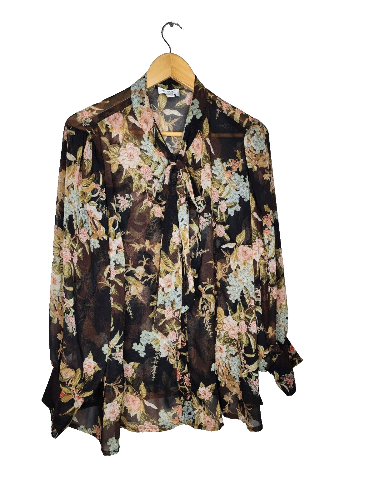 Unique Vintage Bow Blouse in Floral Bouquet Size 4X