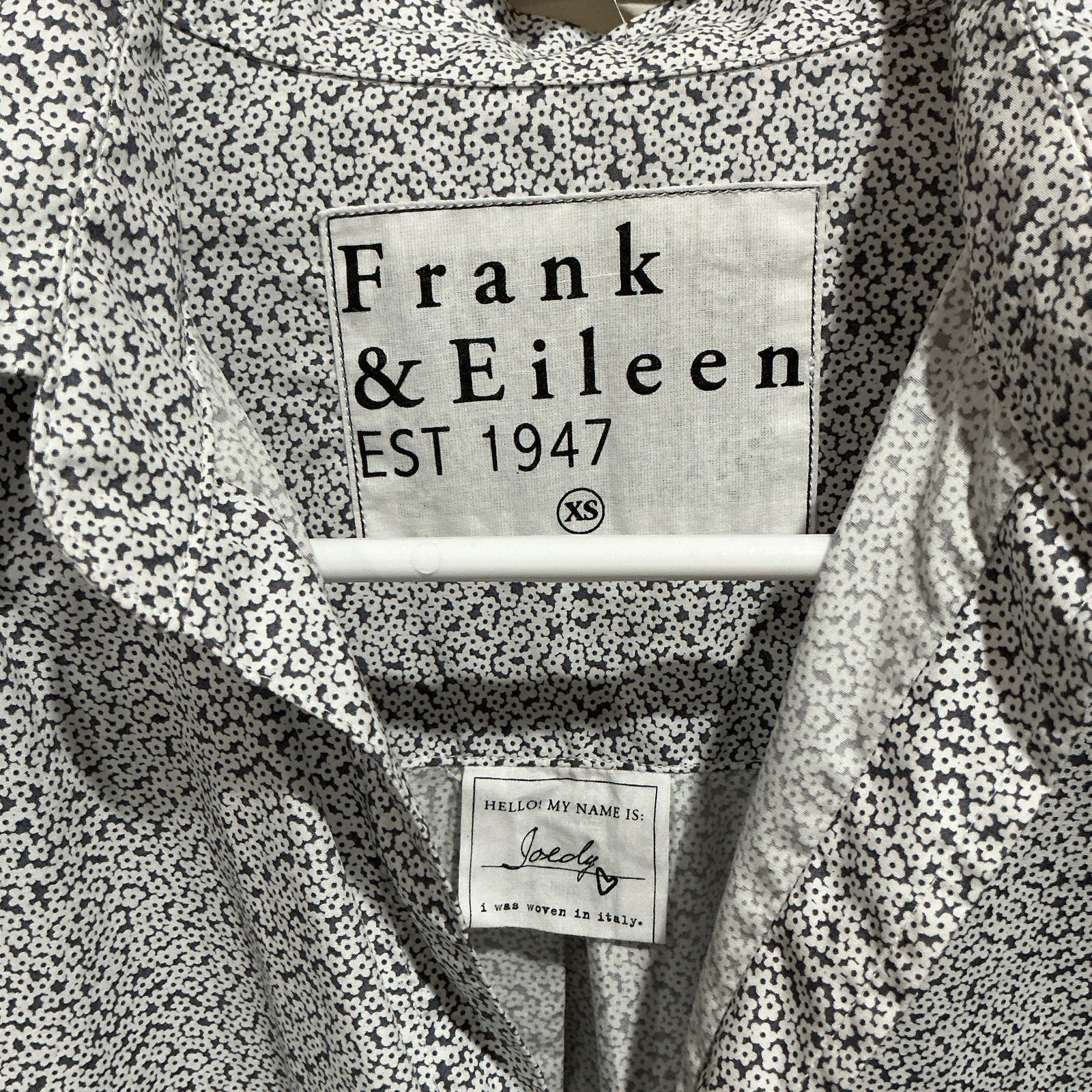 Frank & Eileen ‘Joedy’ Floral Button-Up Shirt White/Blue XS Long Sleeve Cotton