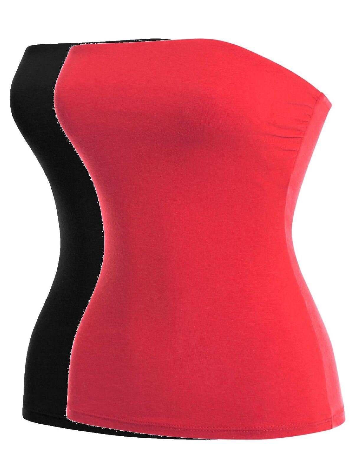 MixMatchy Basic Solid Stretchy Cotton Long Bandeau Tube Top