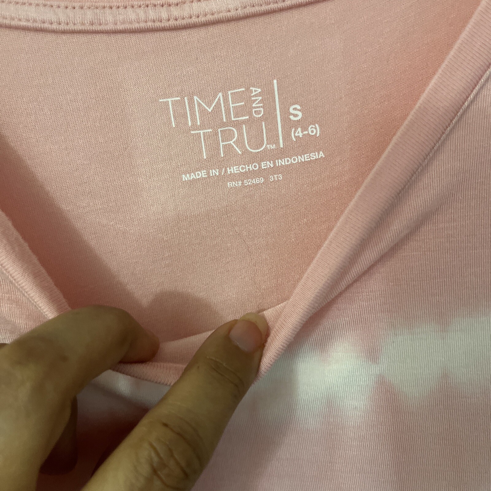 Time and Tru Women S (4-6) Crewneck Solid & Tie-Dye Tunic Tee with Short Sleeves