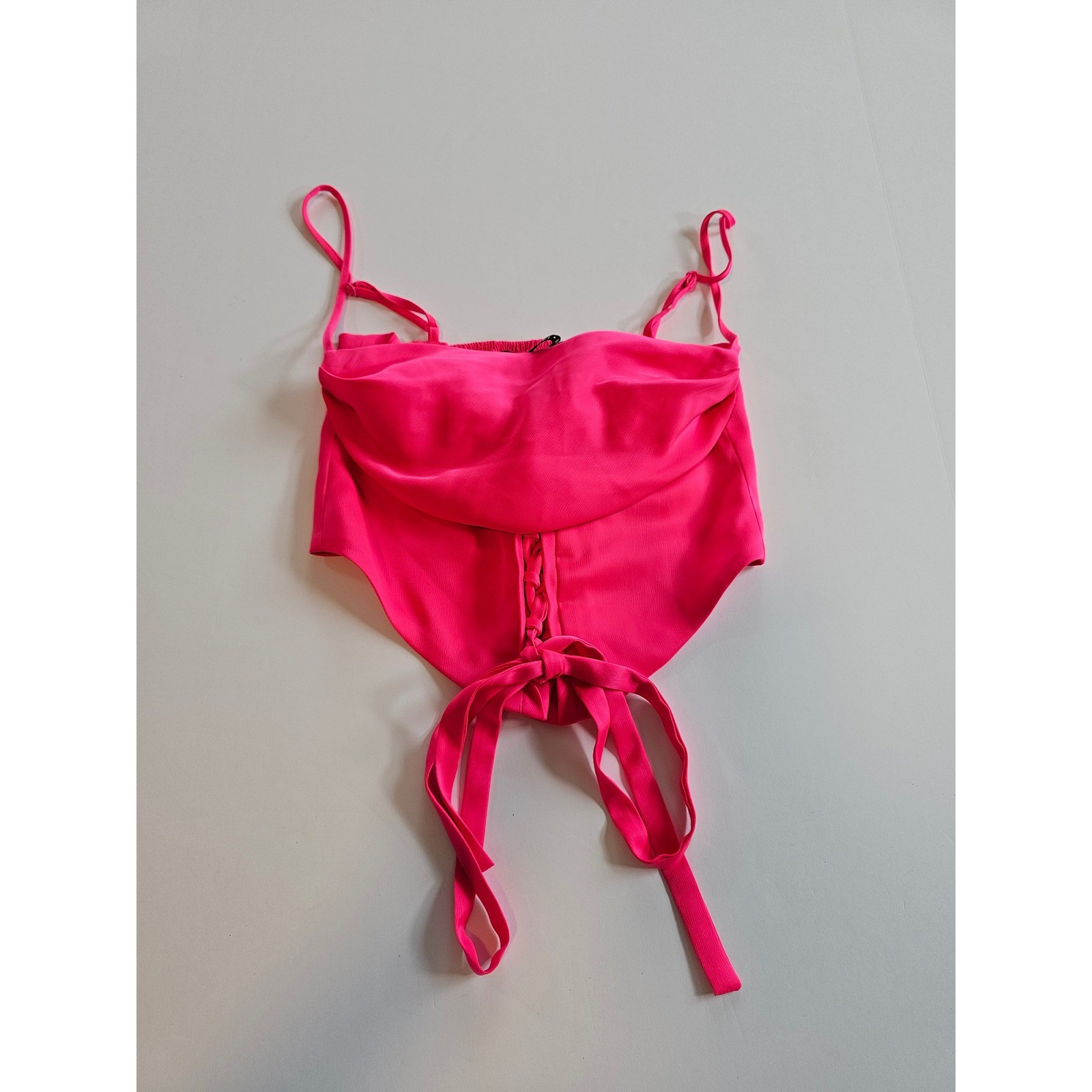 Silence + Noise Halter Top XS Pink Lace Up Smocked Back Festival