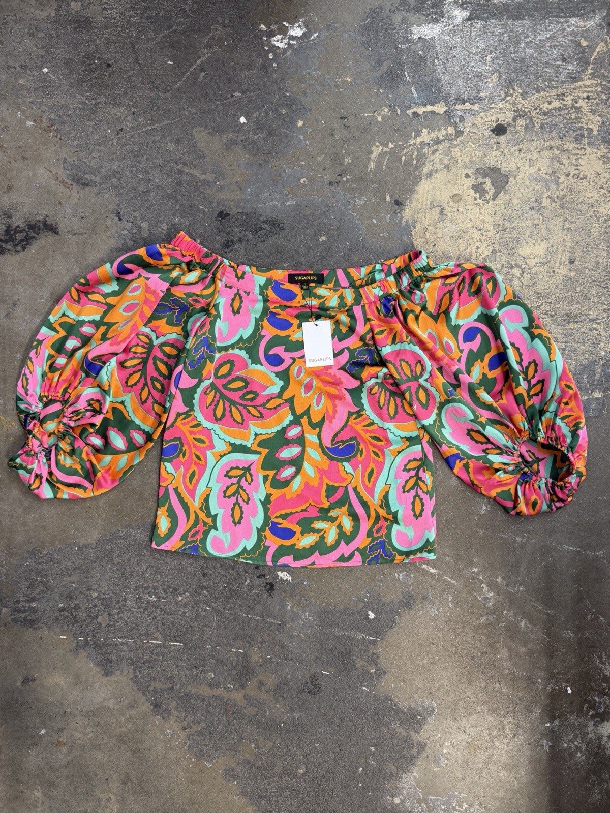 Sugarlips NWT Small Lilia Tropical Floral Off The Shoulder Top