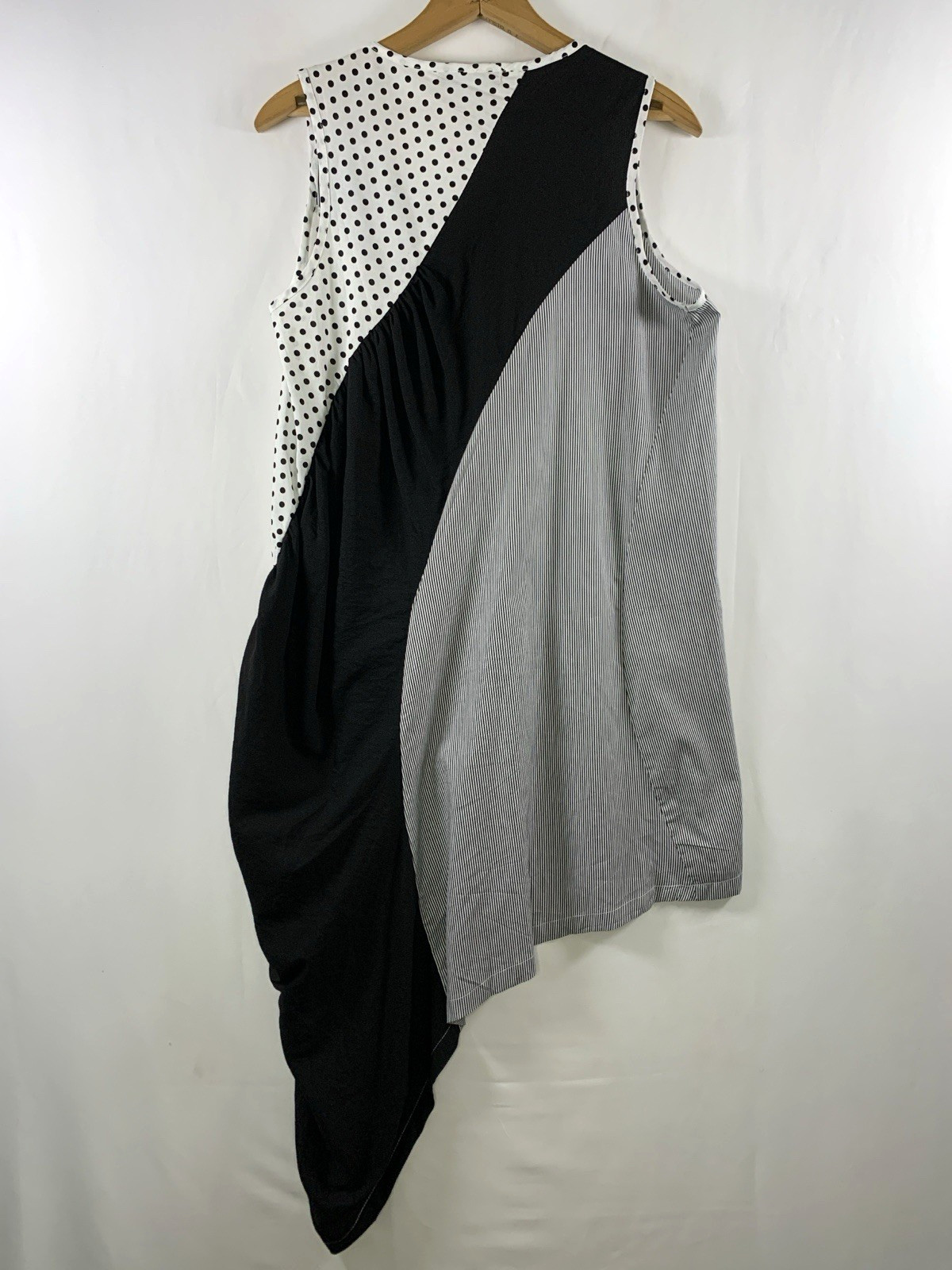 Womens Lagenlook Artsy Asymmetrical Top S/M Mixed Print Avant Garde Quirky Layer