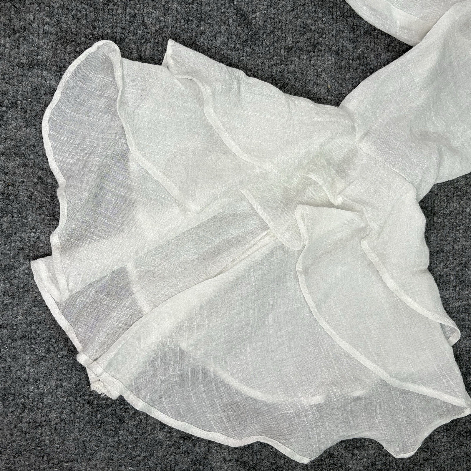 William B Blouse Womens Small White Sheer Ruffle Bell Sleeve Boho Fairy Cottage