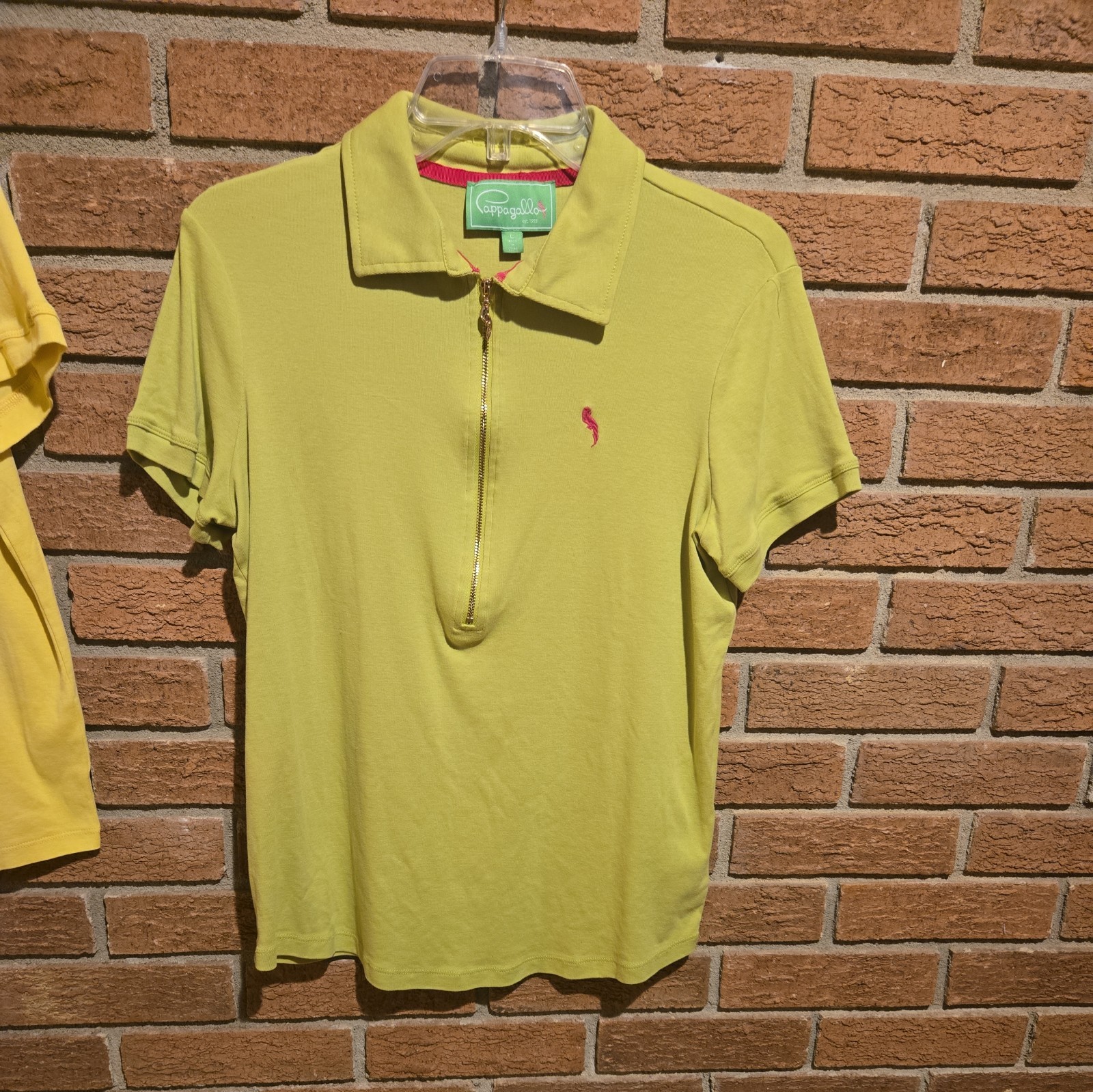 WOMAN PAPPAGALLO ZIPPER LOGO EMBROIDERY POLO SHIRT LIGHT GREEN SIZE Large PRETTY
