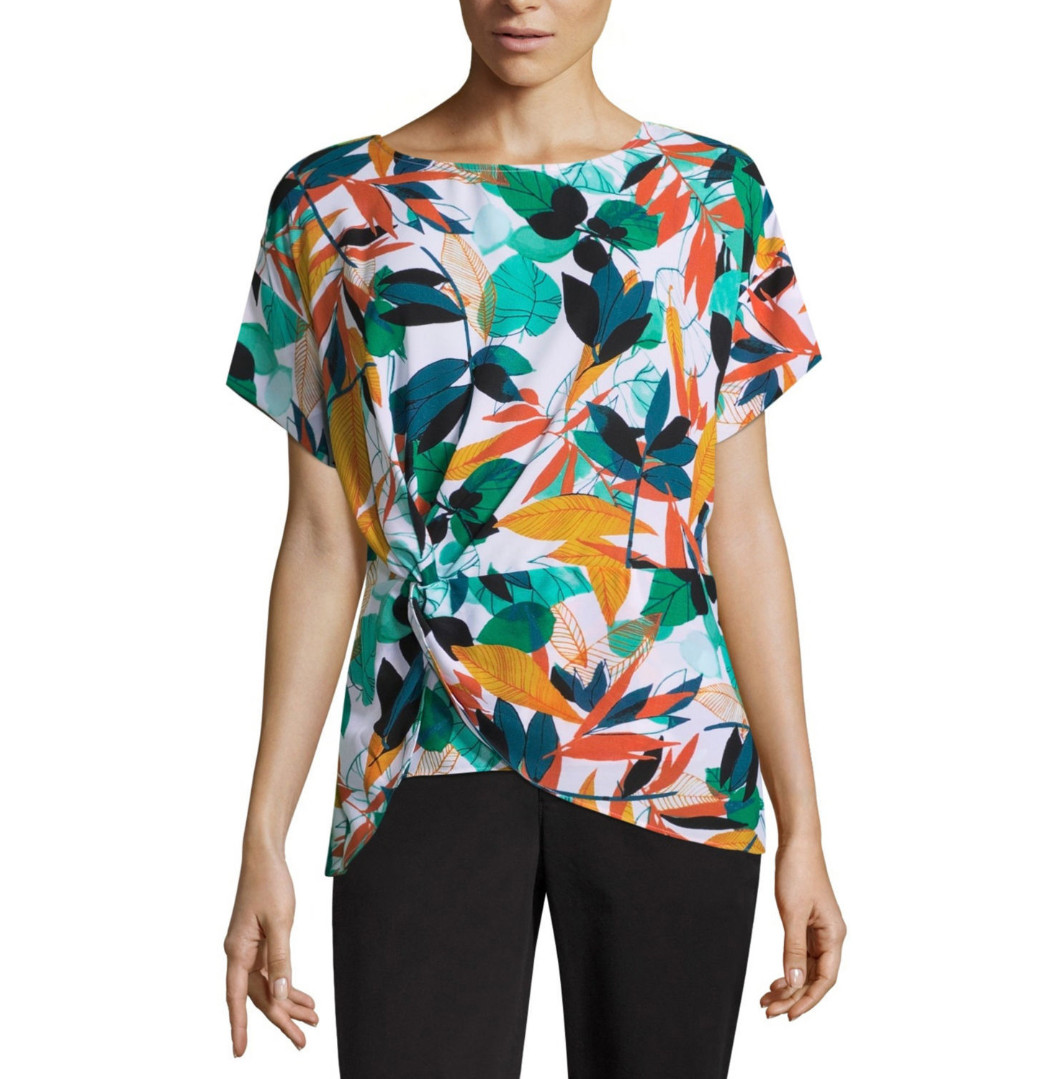 Worthington Short Sleeve Crew Neck Georgette Blouse Sizes XS, S, M, L, XL, XXL