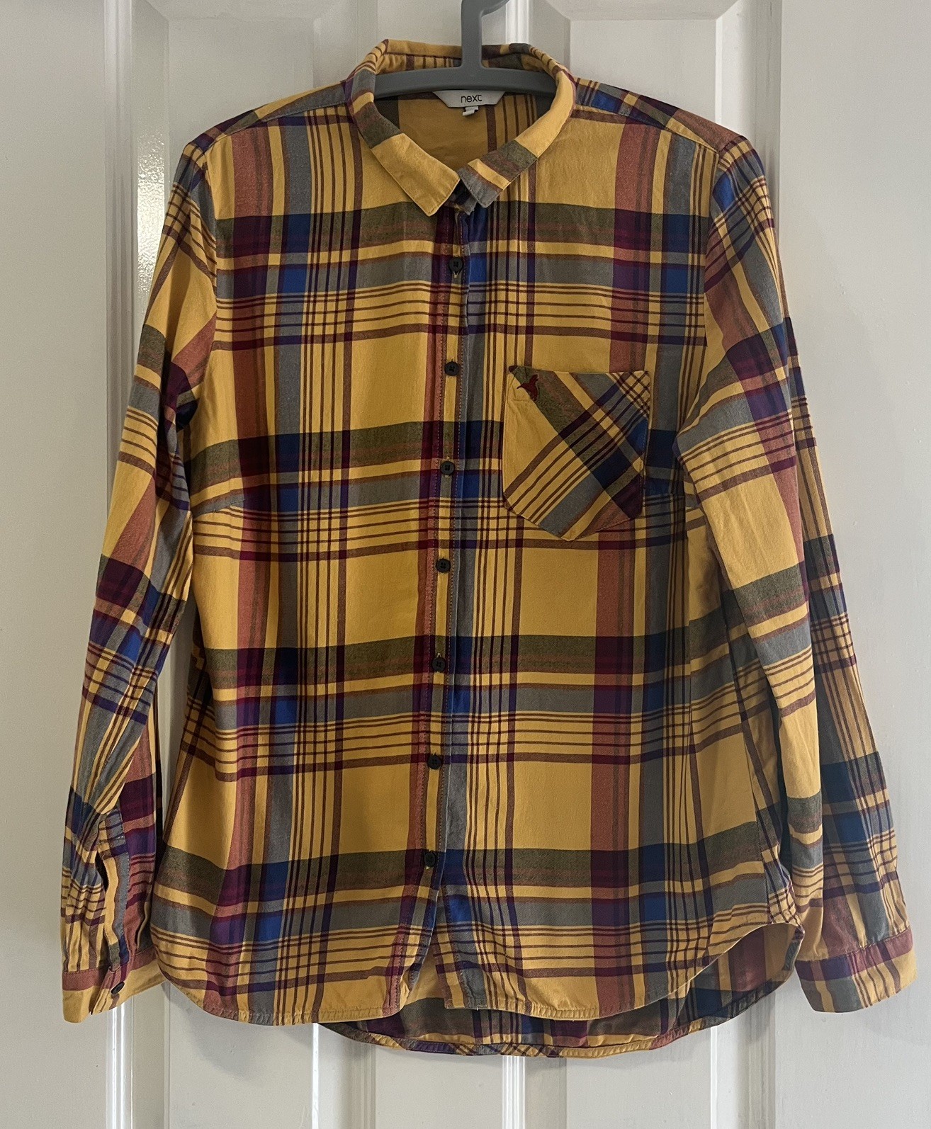 Next Ladies Yellow Checked Long Sleeve Button Up Shirt – Size 12