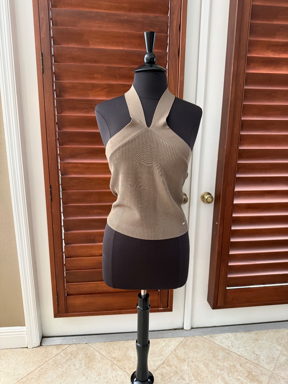 armani exchange womans brown knit tip NWT SZ L Retail $110.00