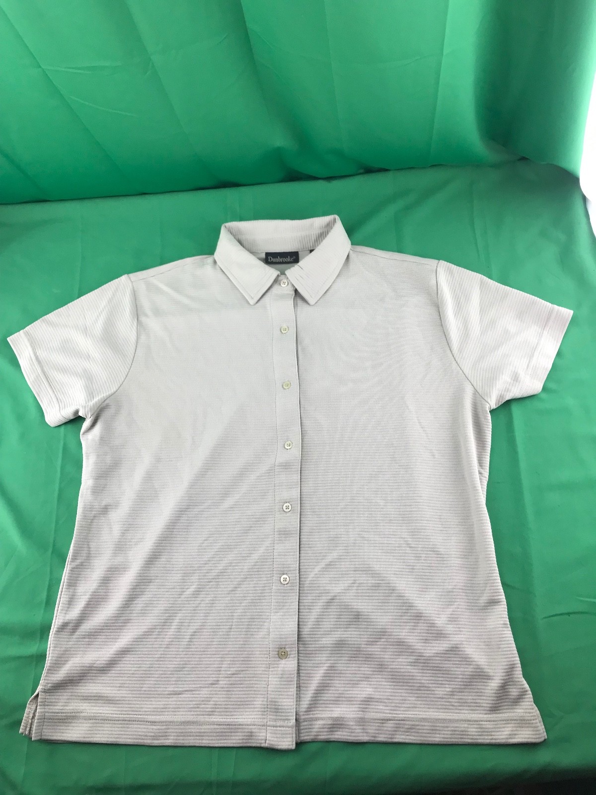 DUNBROOKE Button Up Short Sleeve Blouse Top Shirt Women SZ M