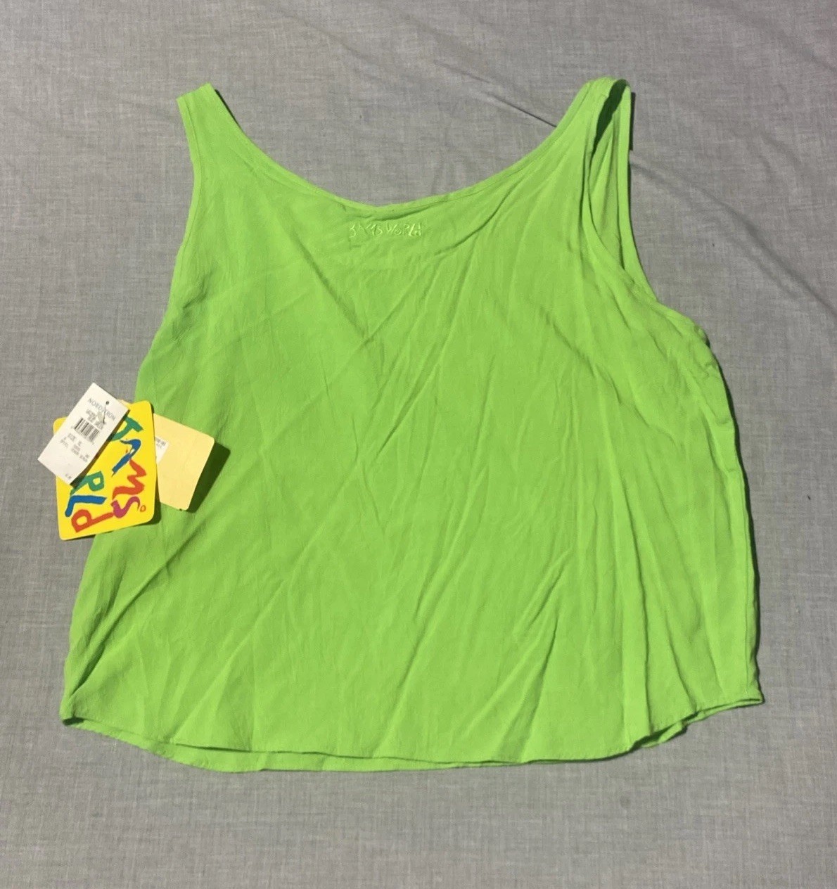JAMS WORLD NWT Tank Top Women’s XL Green Relaxed CROPPED Hawaiian