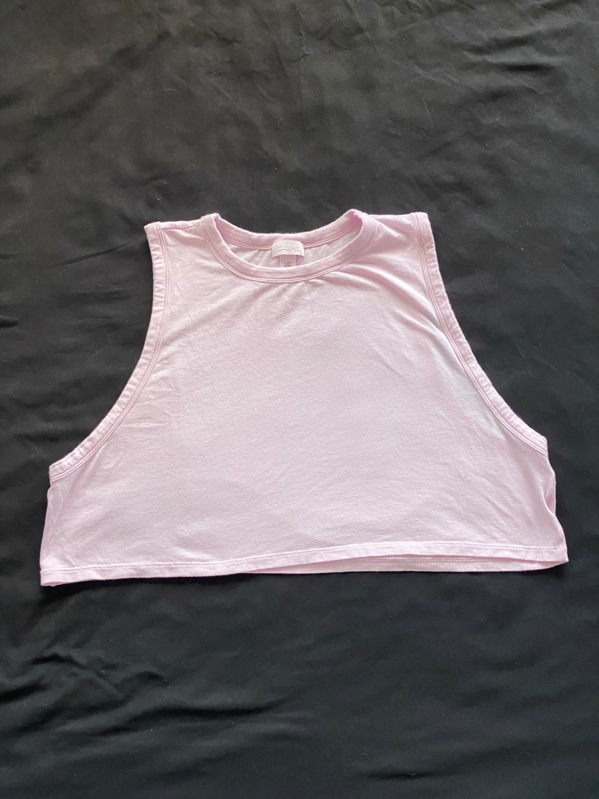 SKIMS Pink Cotton Rib Cropped Tank Top Racerback Women’s Size S
