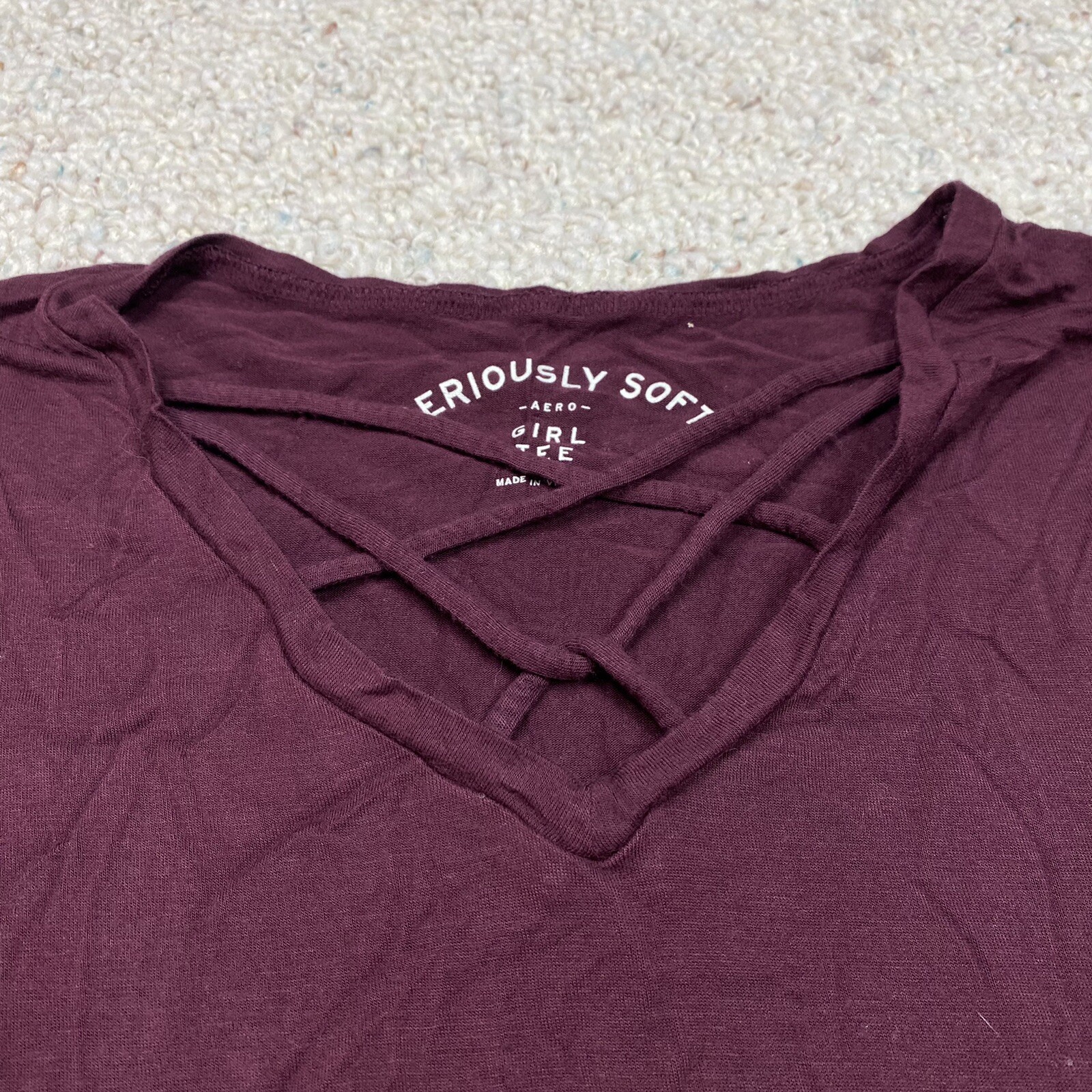 AERO Juniorss Top sz M Maroon Red Supeior Soft Girl Tee Soft Grunge Minimalist