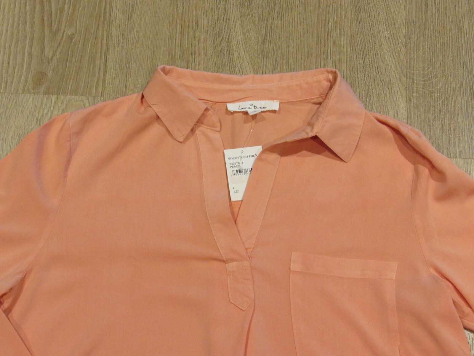 Love Tree ~ NWT Peach Oversize Long Roll Tab Sleeves ~ L New!