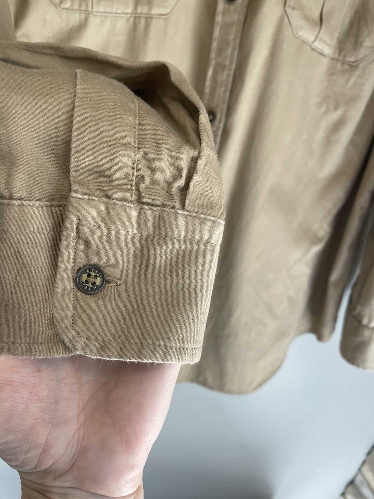 Chaps Ralph Lauren Women’s Camel Button Down 2X Utility Long Sleeve Shirt