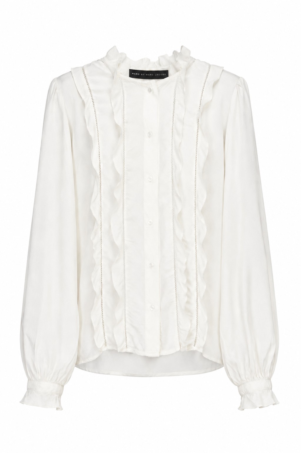 Marc by Marc Jacobs Women’s Light Ivory Viscose Romantic Ruffle Blouse, M