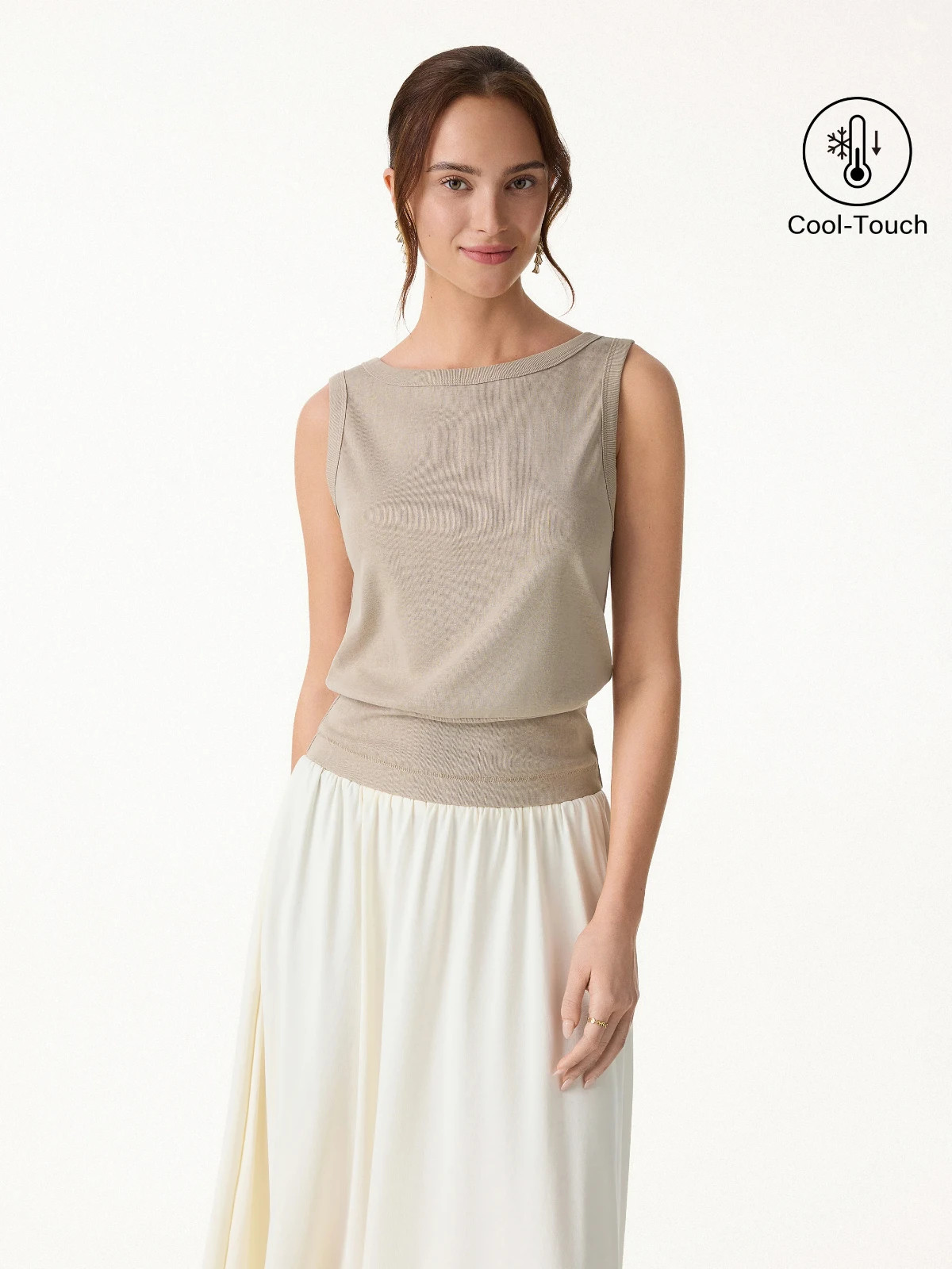 OGL Cotton-Linen Blend Reversible Boatneck Low Back Top