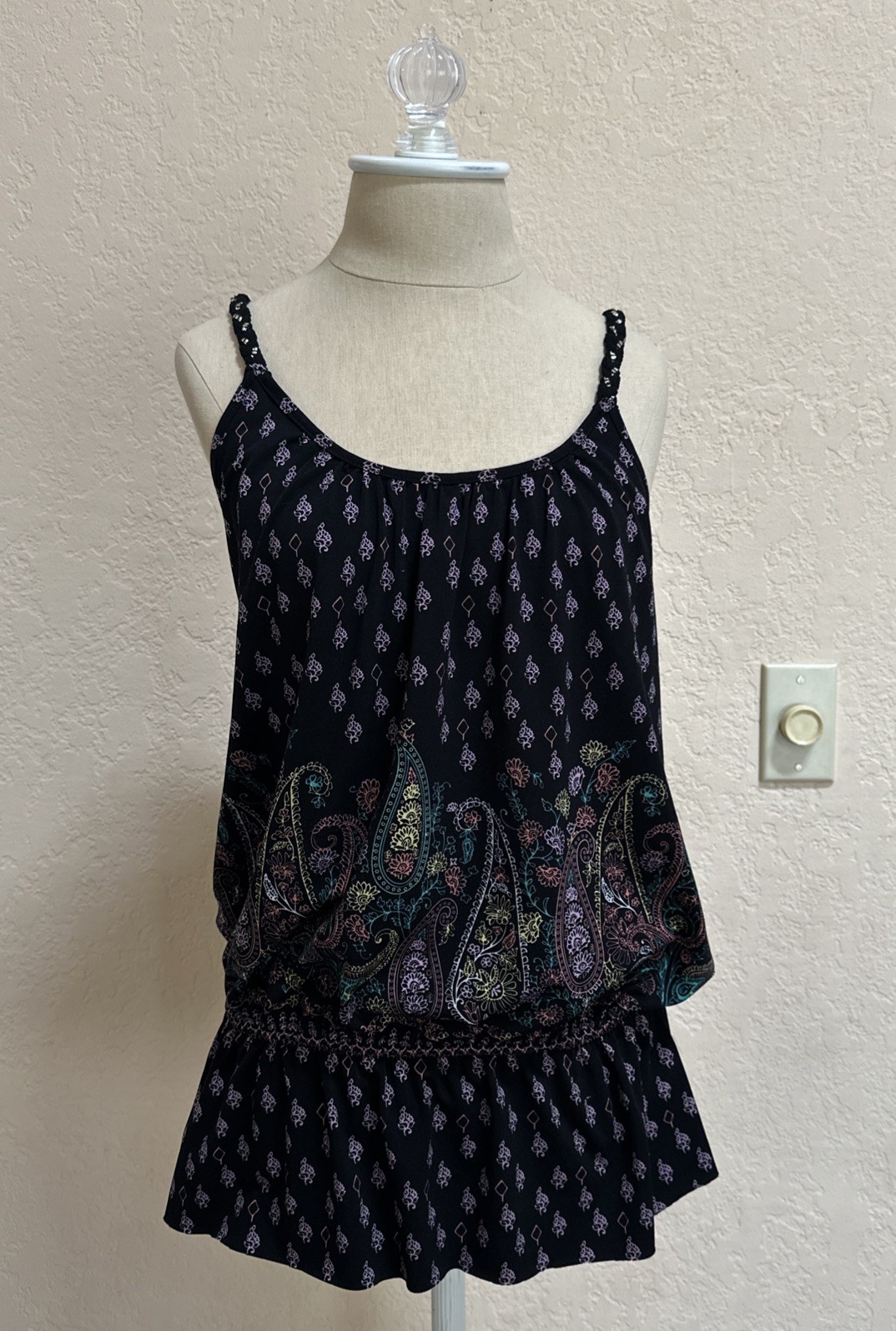 Retro 90’s Y2K Rampage Club Vacationcore Paisley Shirt Tank Top, Sz Sm