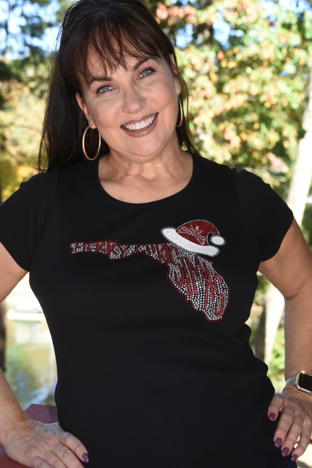 Florida Christmas rhinestone glitter shirt XS S M L XL XXL 1X 2X 3X 4X 5X