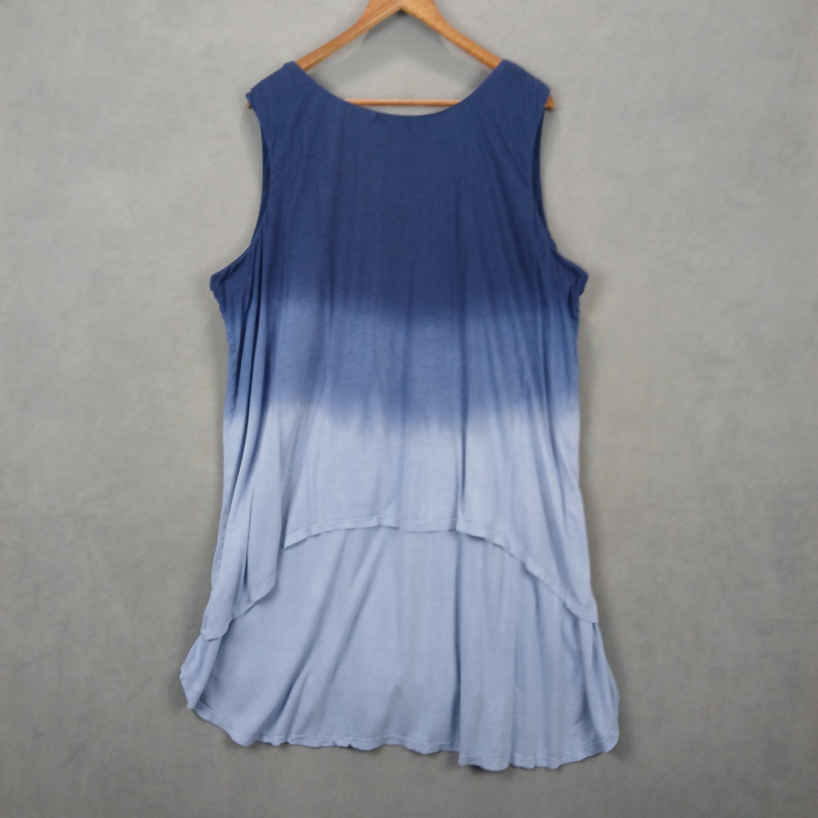 GreaterGood Tunic Top Womens 4X Blue Stella Ombre Pleated Embellished Beaded