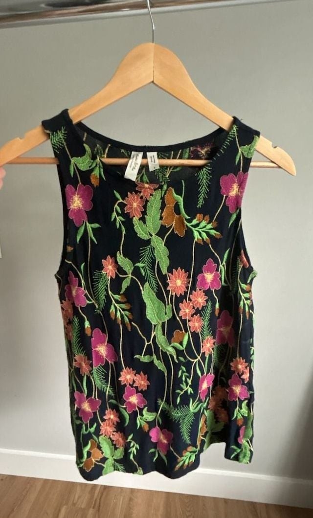 Anthropologie Meadow Rue Cartagena Embroidered Floral Tank Top