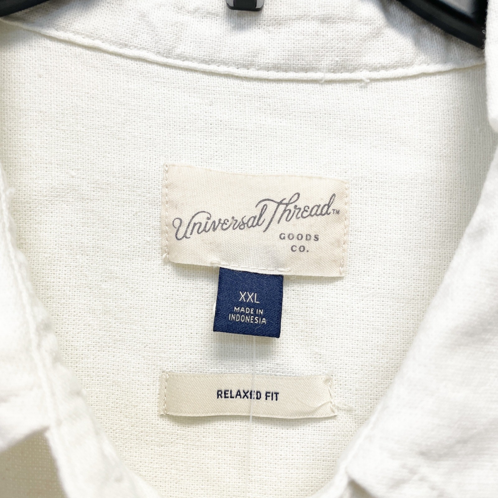Universal Thread White Linen Blend Relaxed Fit Button Down Shirt Size XXL