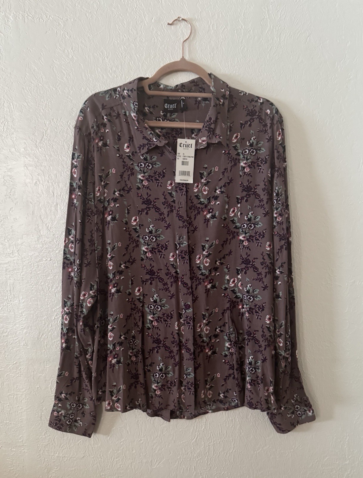 Cruel Girl Womens XL Floral Button Down Blouse Western Rayon NWT Boho