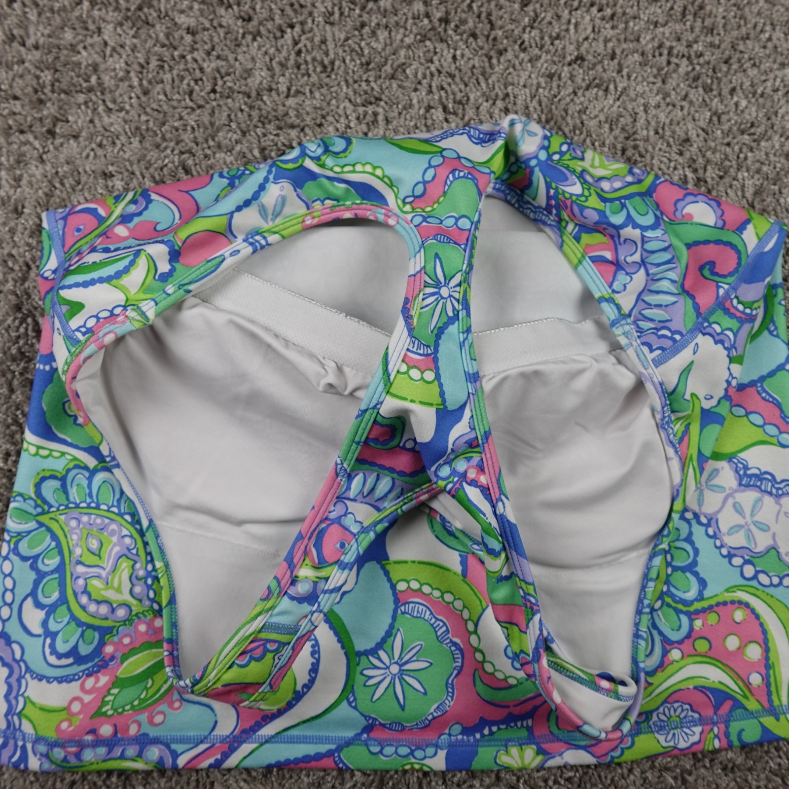 Lilly Pulitzer Luxletic Racerback Weekender Tank Top XL Coastal Paisley Sand Dol