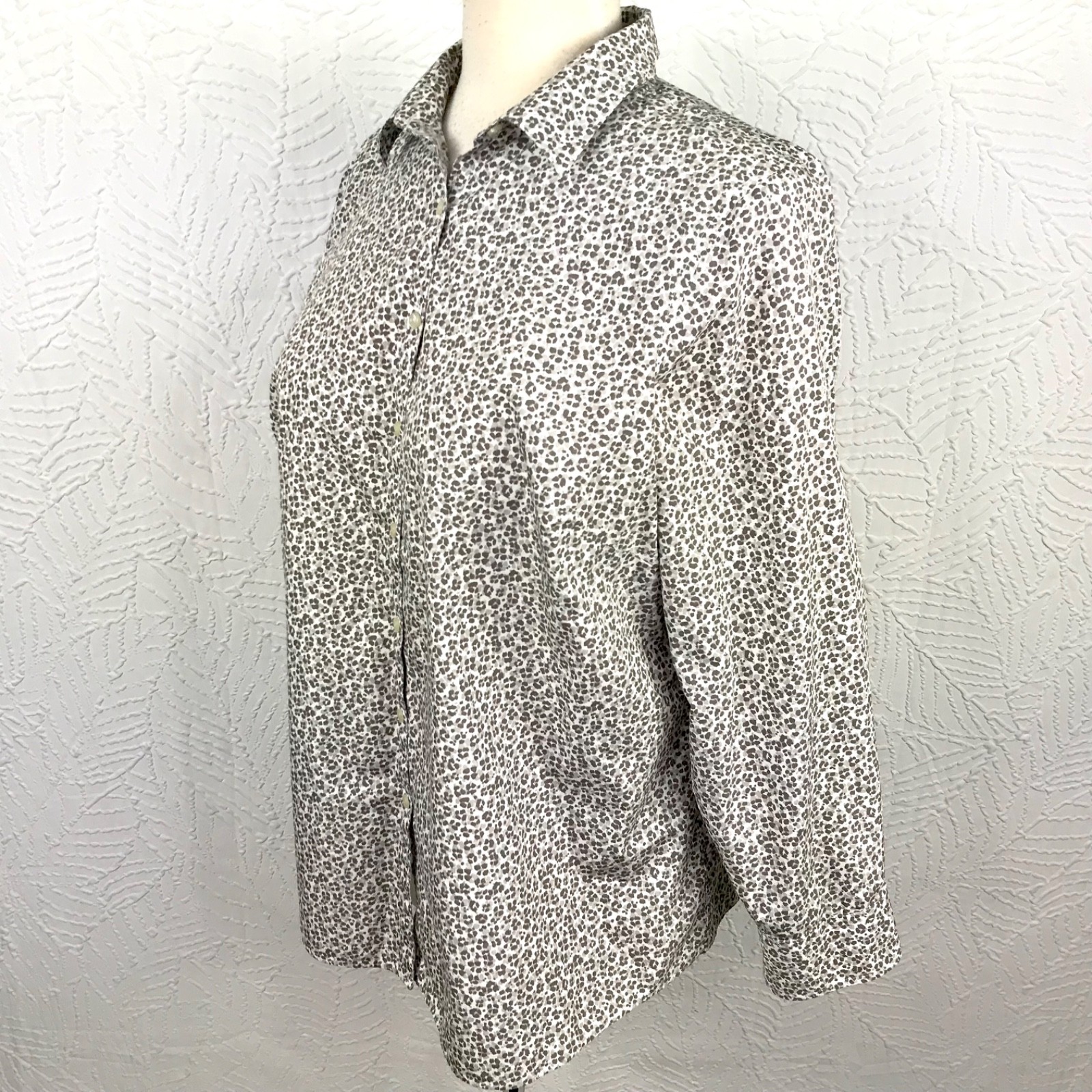 Lands End No Iron Supima Cotton Shirt Blouse Womens 20W Button Up Neutral Colors