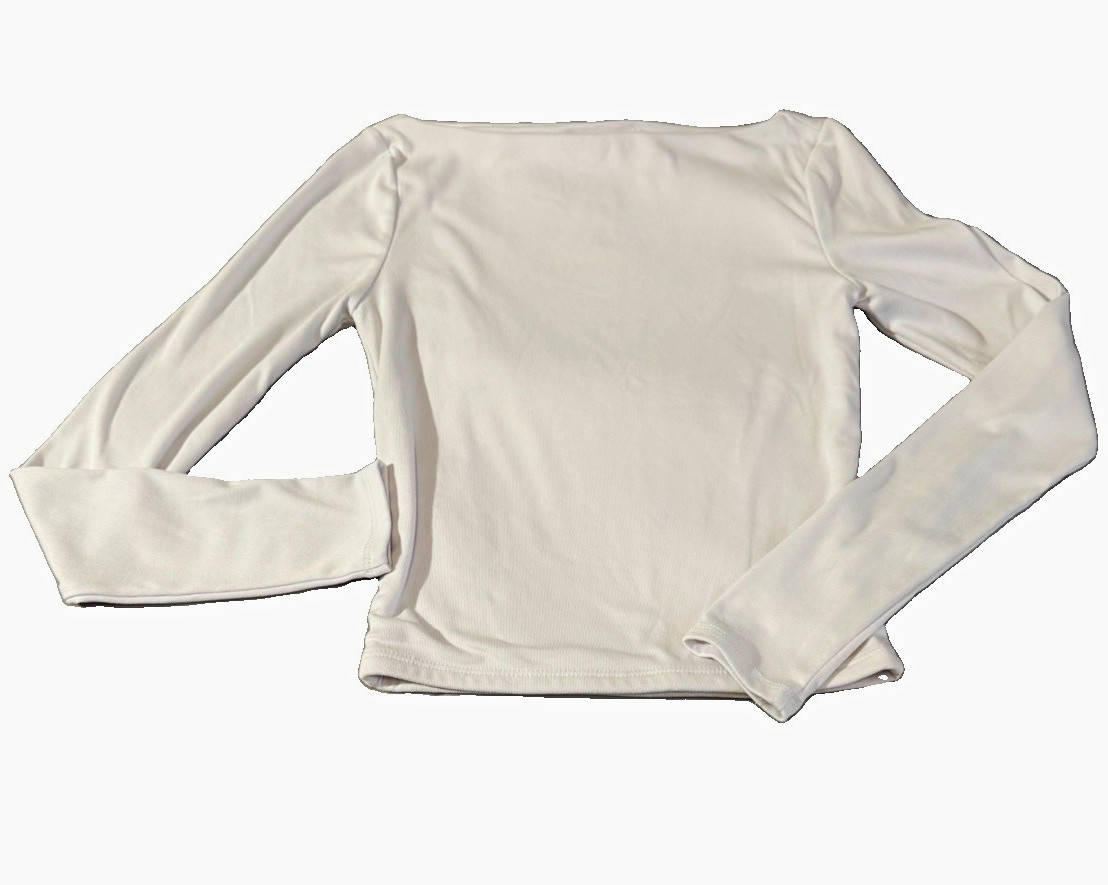 Popular 21 Women’s White Solid Knit Boat Neck Long Sleeve Pullover Top Size S