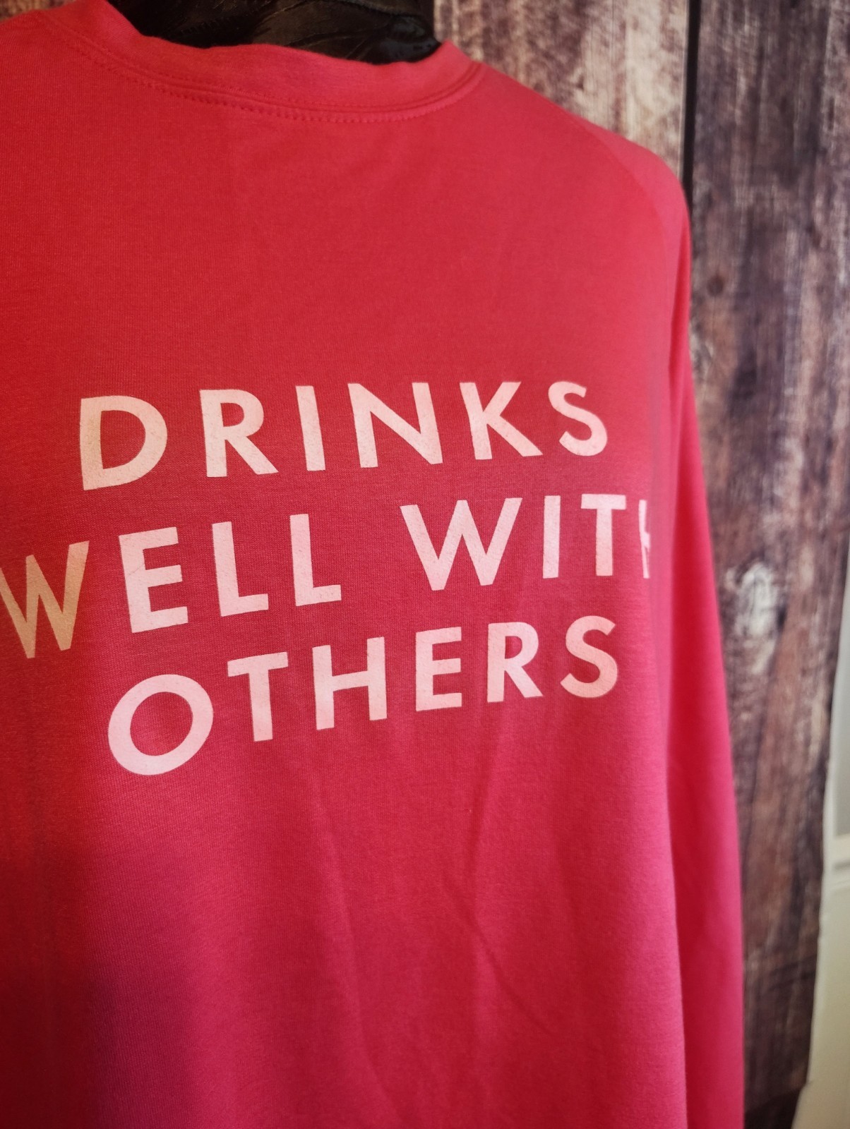 MARY SQUARE Womens Pink SOFT Lightweight Sweatshirt DRINKS WELL WITH OTHERS Sz M