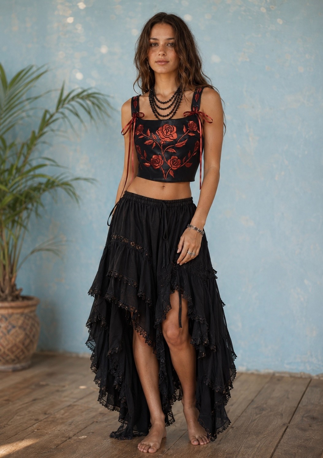 Current Mood Dolls Kill Corset Rose Top Womens XS Black Vegan Leather (SOLD OUT)