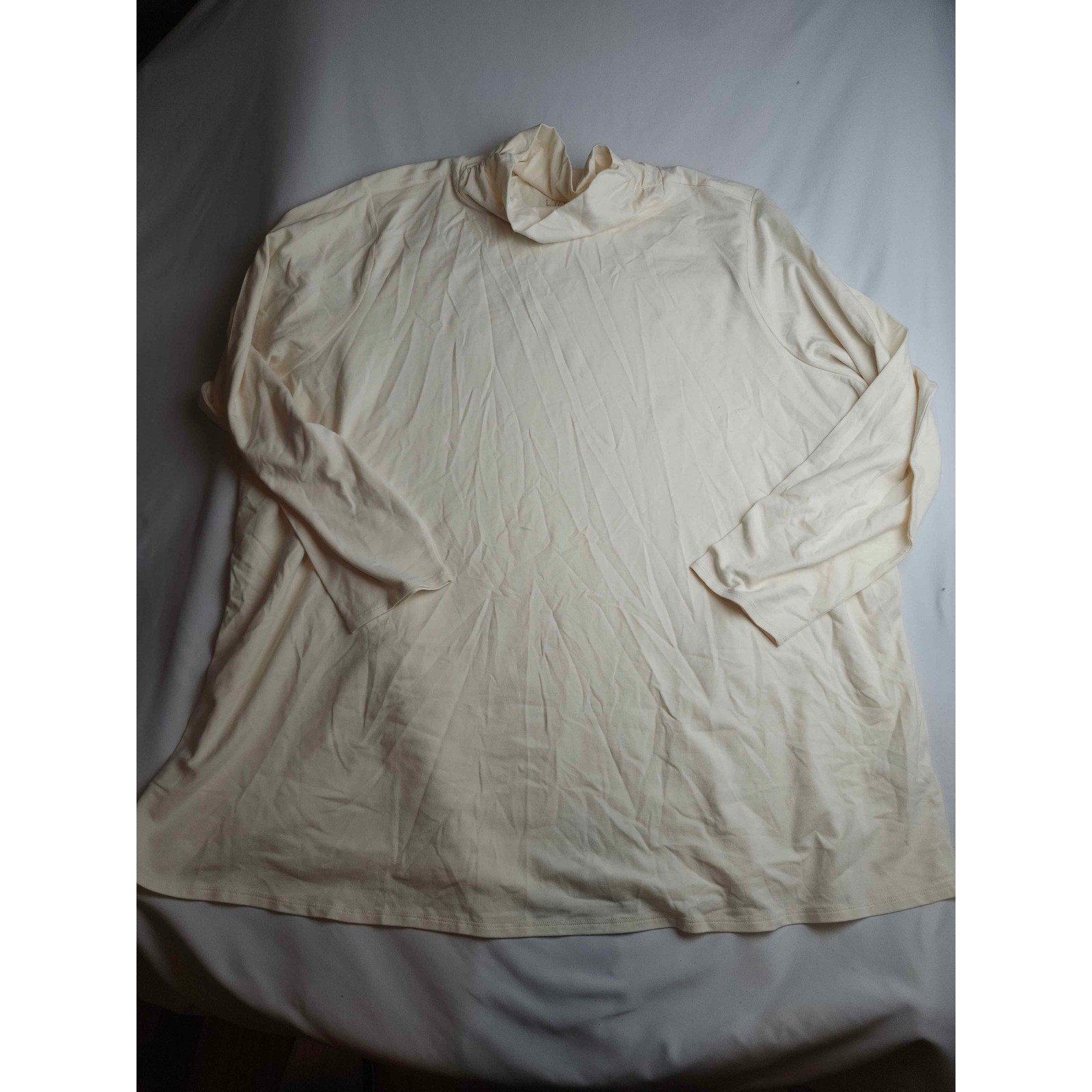 Belle by Kim Gravel Cream Pima Cotton Modal Mock Neck Top Plus Size 4X