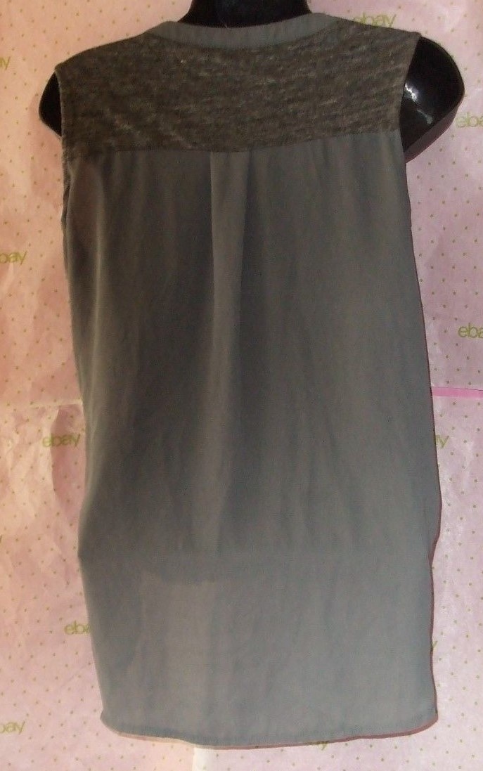 $48 LUSY & LAUREL HI LO LINEN TANK BLOUSE GRAY WHITE SIZE SMALL top PRO CLEANED