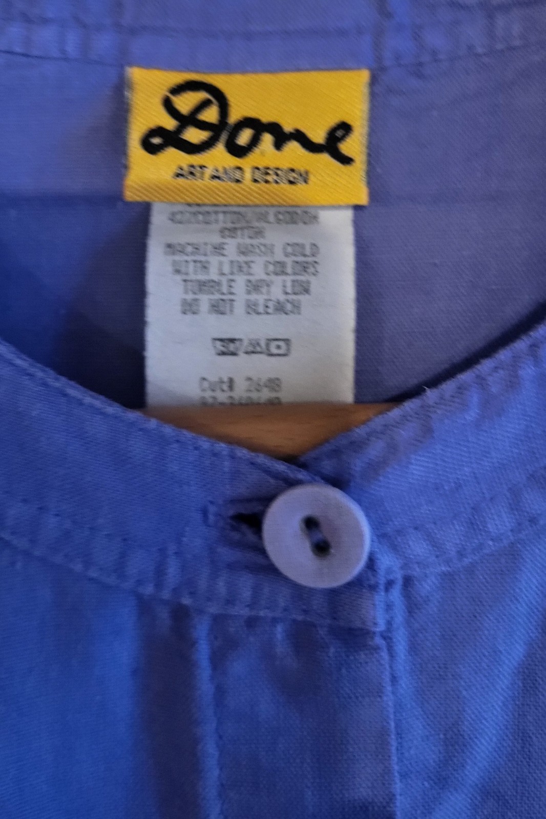 Ken Done Art & Design Linen Blend Button-Up Tunic Blouse 90s Vintage Purple