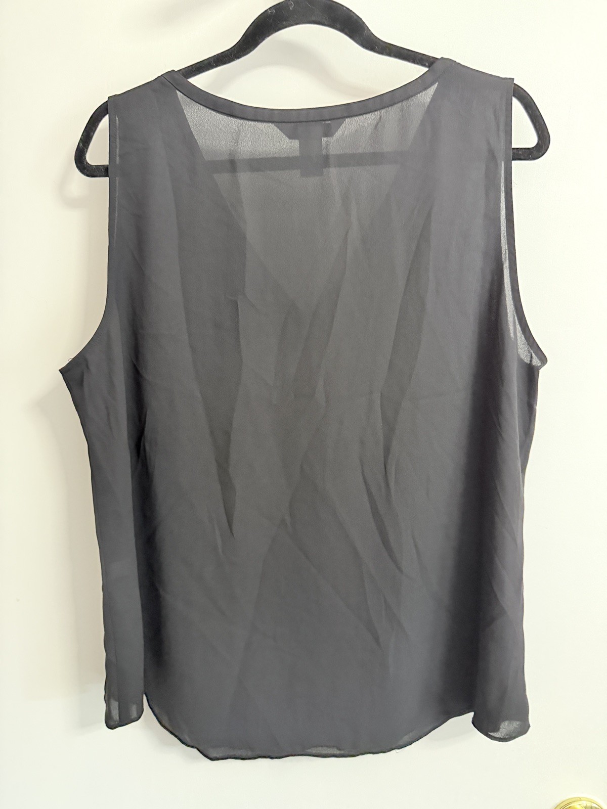 WHBM Women’s XL Black Sleeveless Tank Sheer White House Black Market Blouse