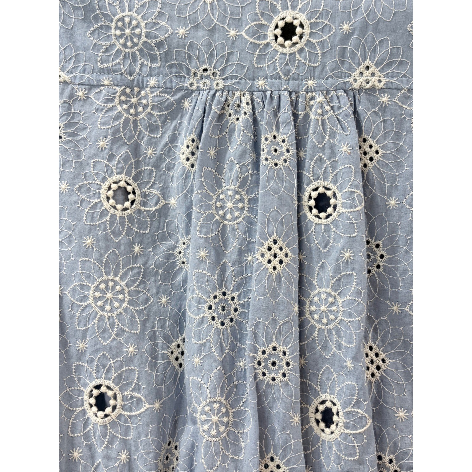 NWT Fate Blue Eyelet Floral Embroidered Button Down Peplum Blouse S Cottagecore