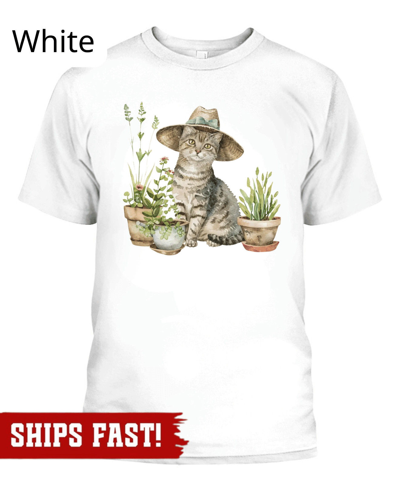 Cat And Plant Shirt, Gardening Cat Shirt, Cottagecore Animal Shirt, Botanical Na