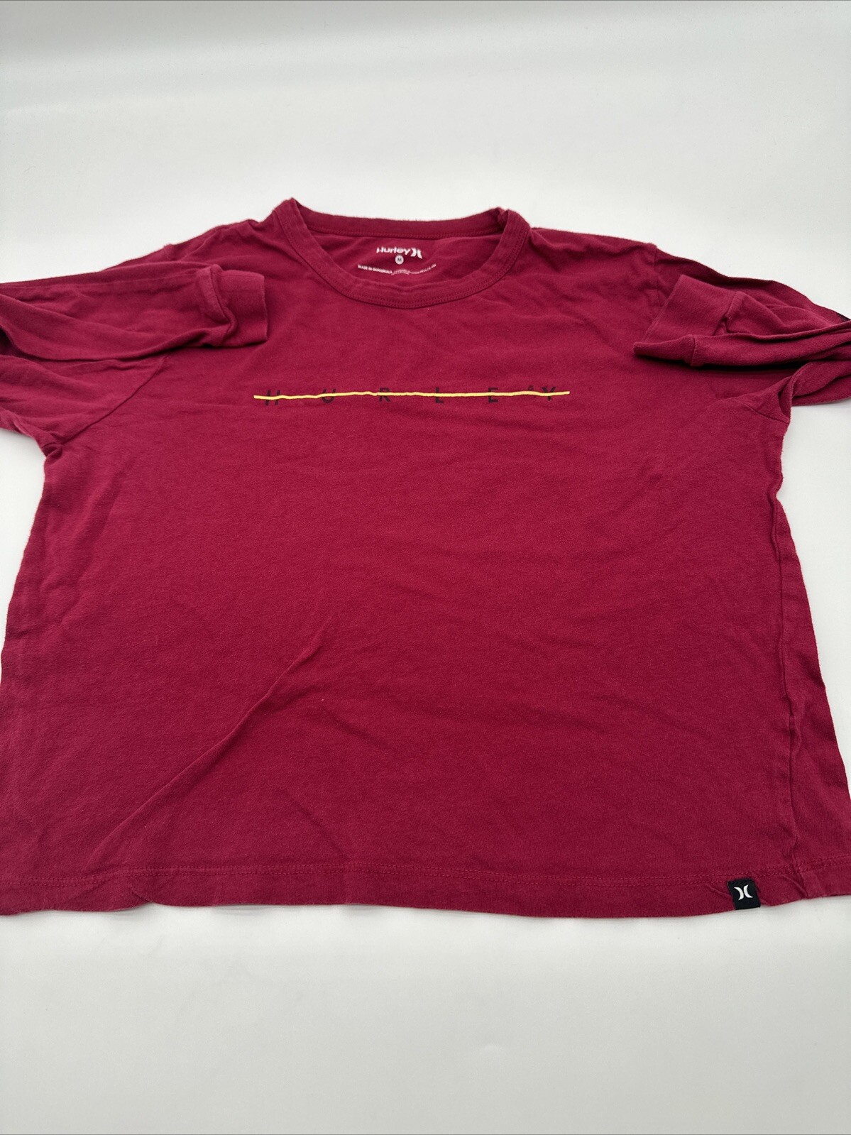 Hurley Long Sleeve Shirt Women Medium Graphic Print Red Round Neck..#13652