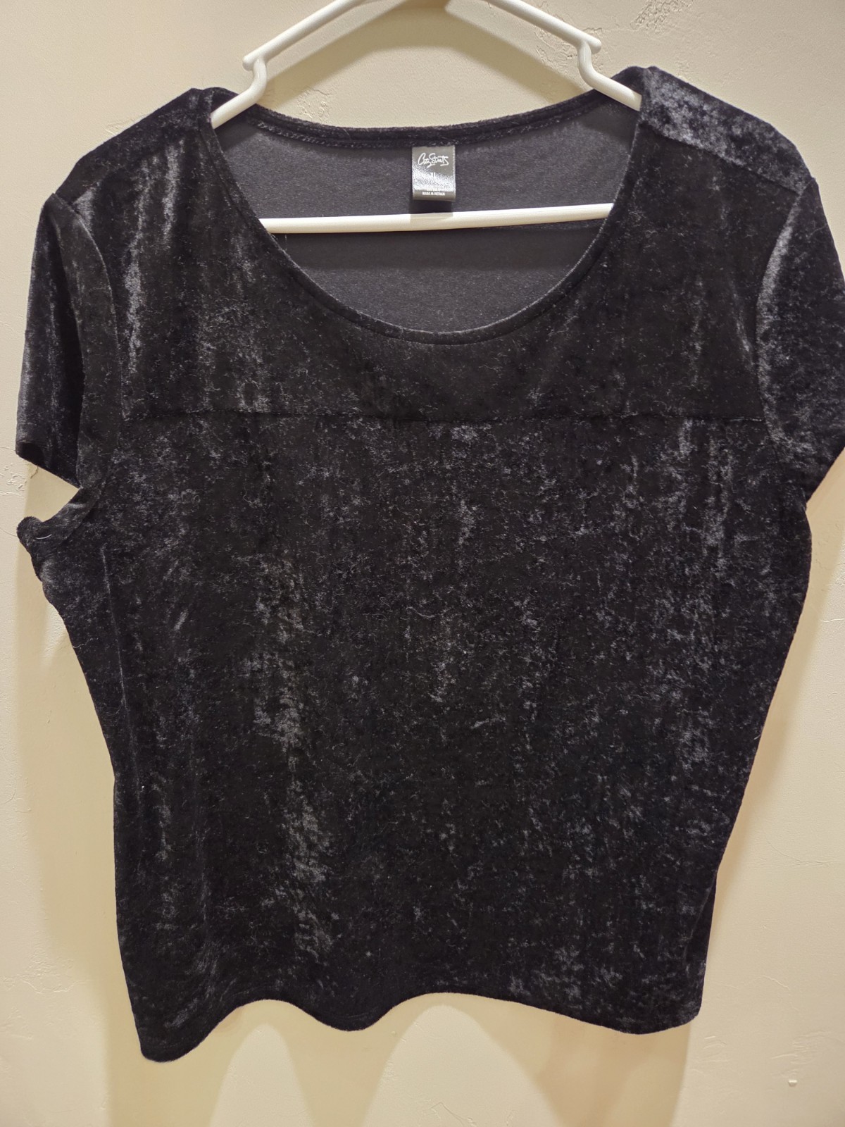 City Streets Velour Women’s Top XL Short Sleeves Black -00143