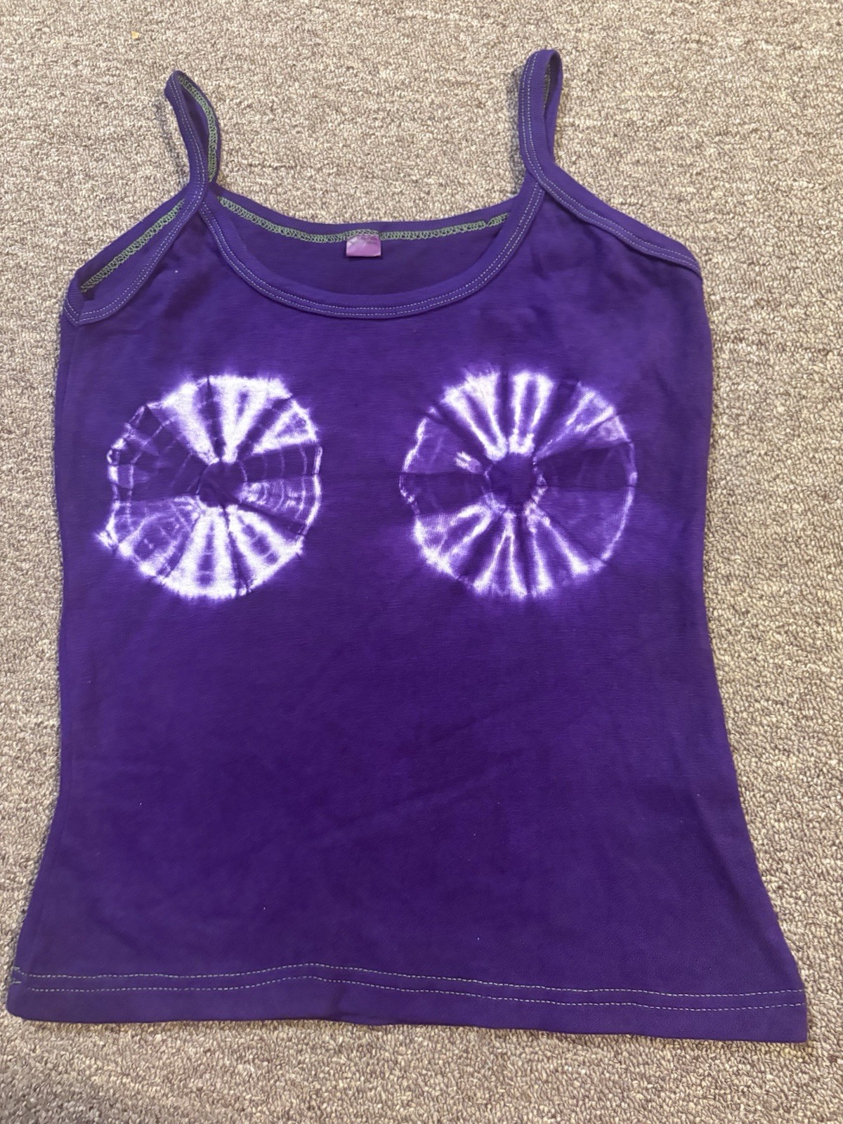 Novelty Tank Top Handmade Tie Dye Boho One Size XS S Funny Boobs Made In Nepal