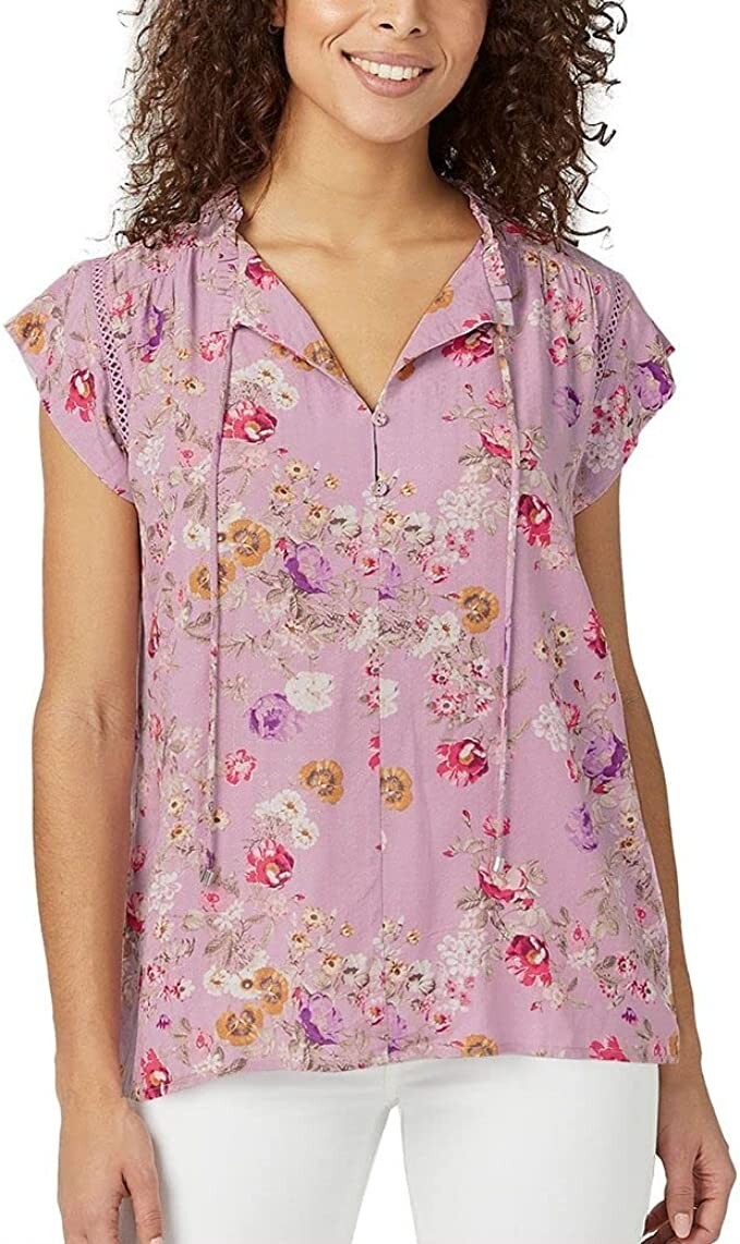 NWT Buffalo David Bitton Women’s Viscose Floral V Neck Blouse Small $45 C708