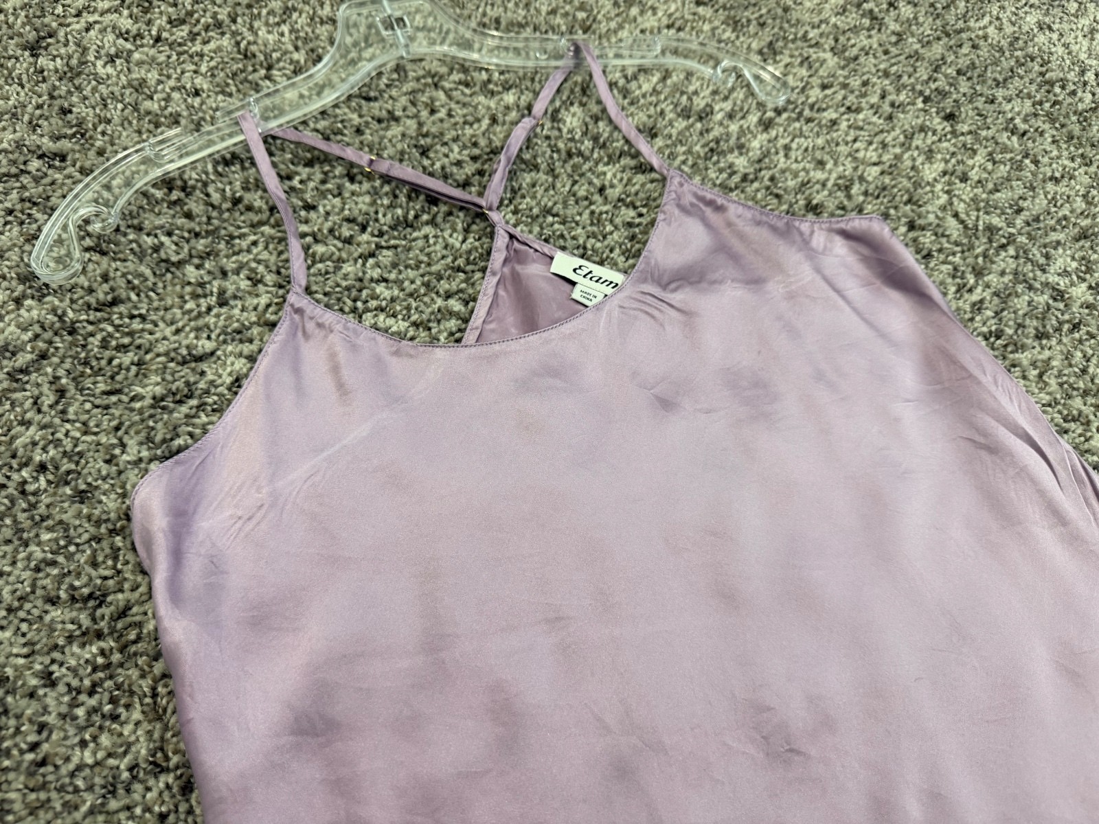 ETAM Lilac Purple 100% Silk Sleeveless Camisole Tank Top Women’s Size M