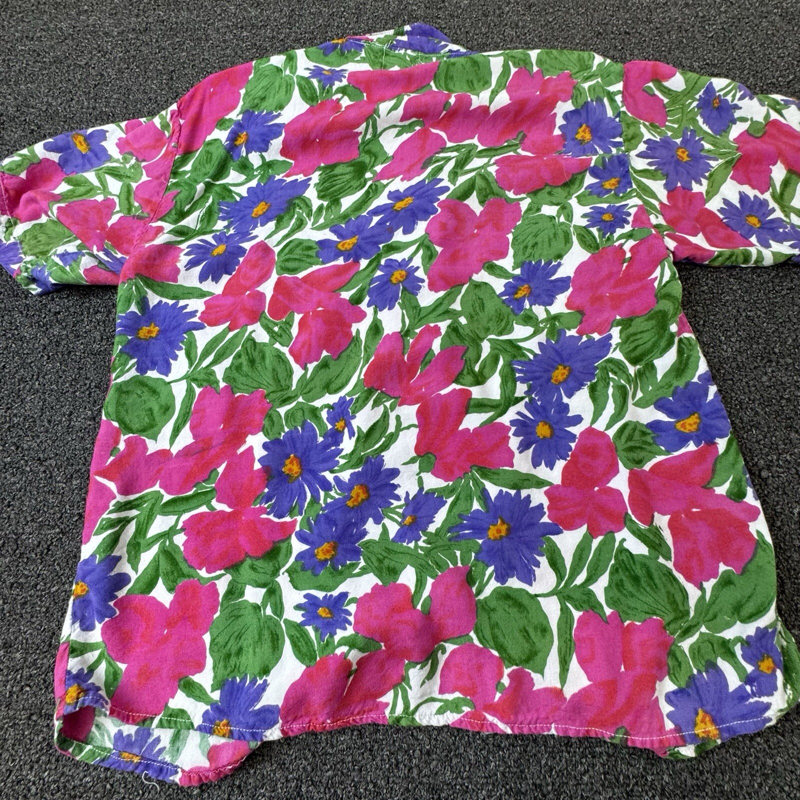 Short Circuit Vintage Womens Large Flowered Button Down Top Blouse Shirt