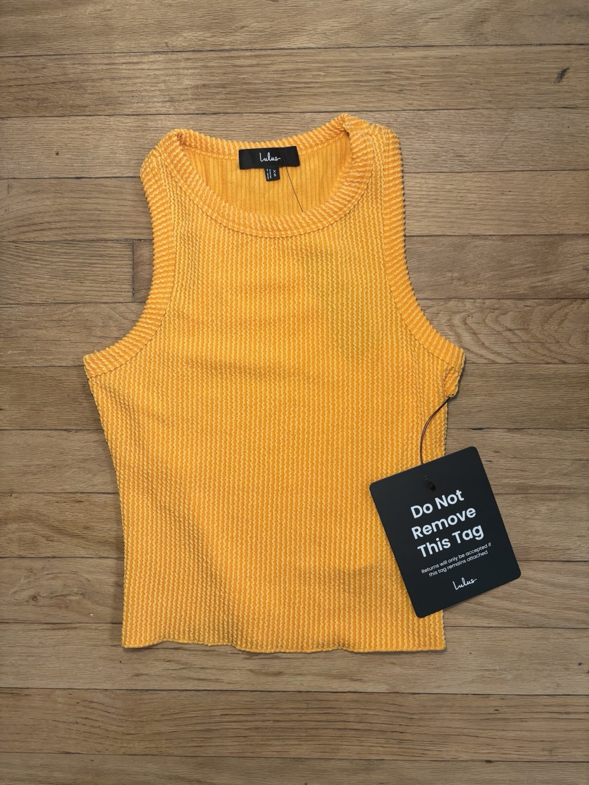 Lulus Orange Textured Ribbed Tank Top XS New With Tags Marigold Racerback