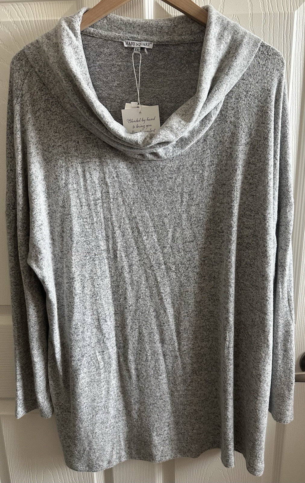 MARY SQUARE women’s Top Size XXL Gray Cowl Neck Soft 3/4 Sleeve Spandex Soft New