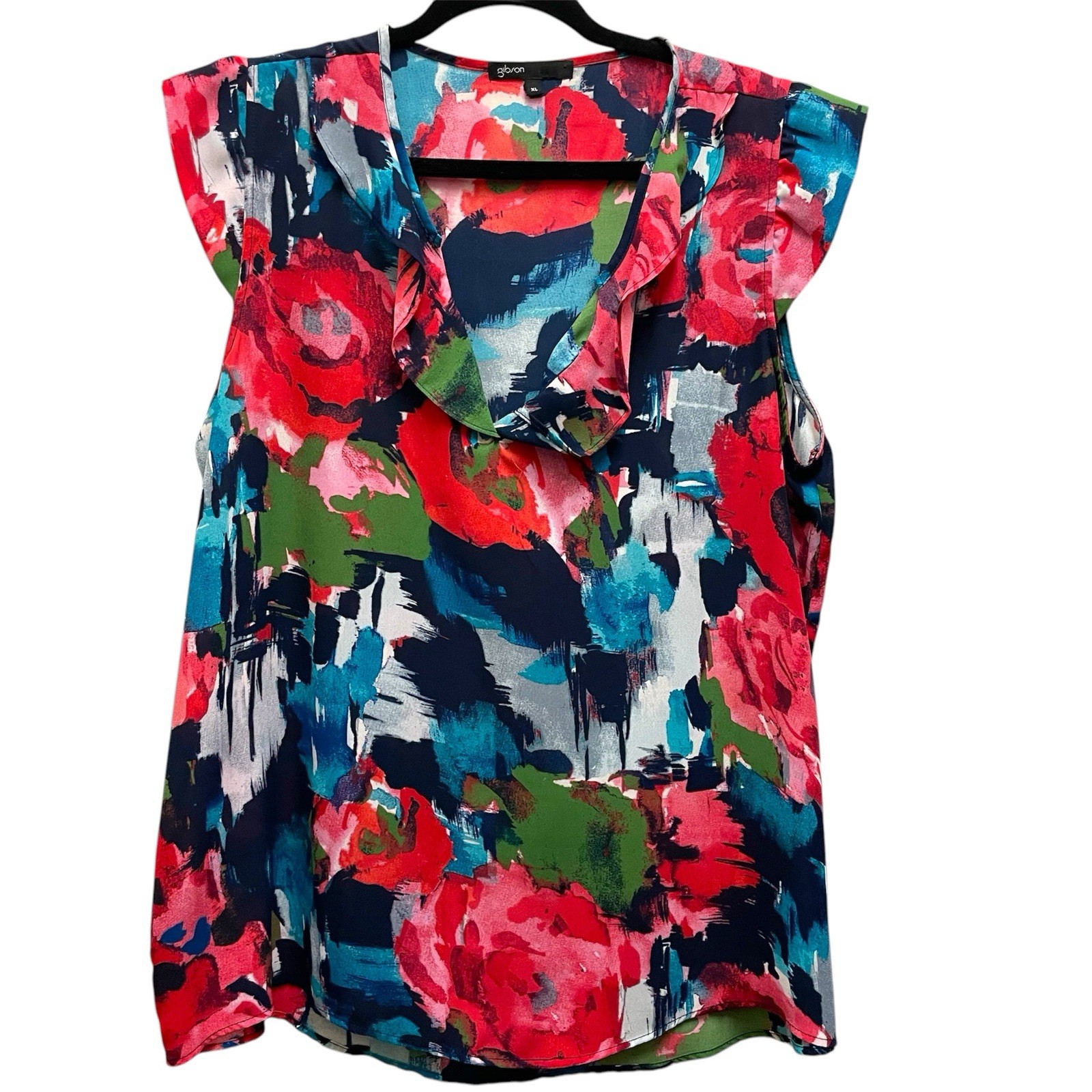 Gibson Women’s Floral Multicolored Sleeveless Top, Size XL