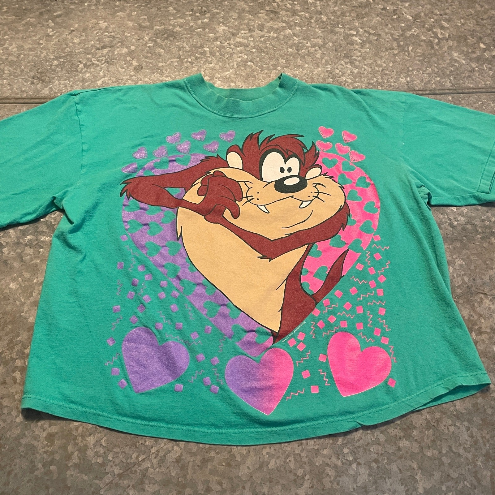 Vintage 90s Tasmanian Devil Taz Hearts Cropped T-Shirt Womens 1X USA 1993